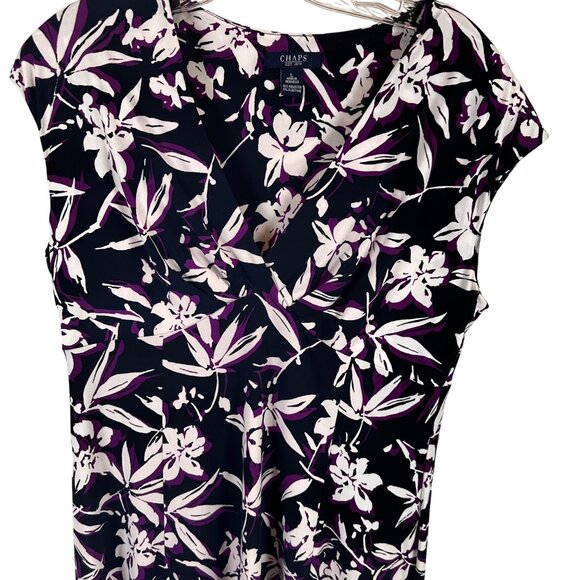 Chaps Size L Womens Floral Maxi Dress  Navy & Purple & White - Picture 1 of 16